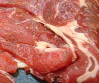 肉を拡大すると、キレイな解凍が判ります。